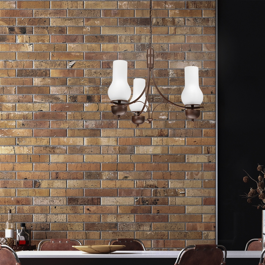 Brilagi - LED-riippuvalaisin ketjulla COTTAGE 3xE14/40W/230V pyökki/ruskea/valkoinen