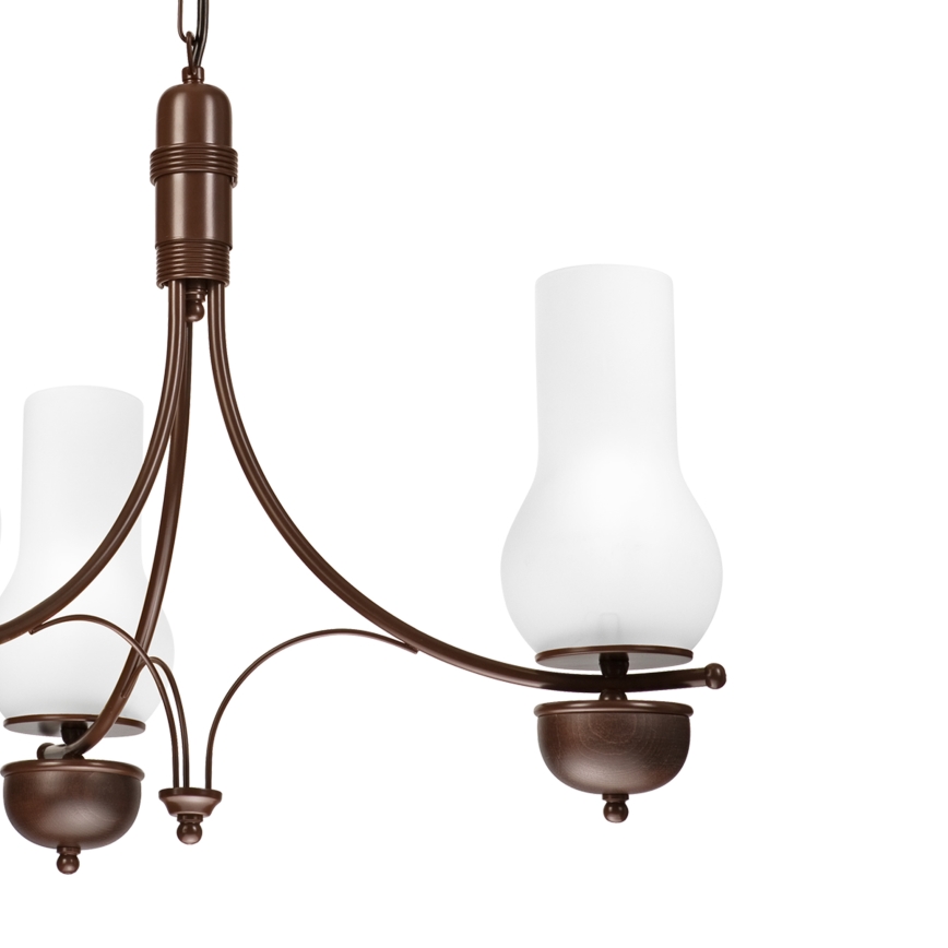 Brilagi - LED-riippuvalaisin ketjulla COTTAGE 3xE14/40W/230V pyökki/ruskea/valkoinen