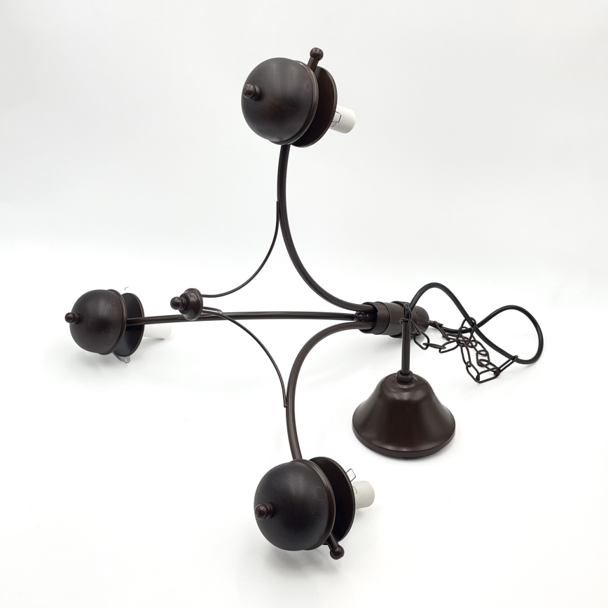 Brilagi - LED-riippuvalaisin ketjulla COTTAGE 3xE14/40W/230V pyökki/ruskea/valkoinen