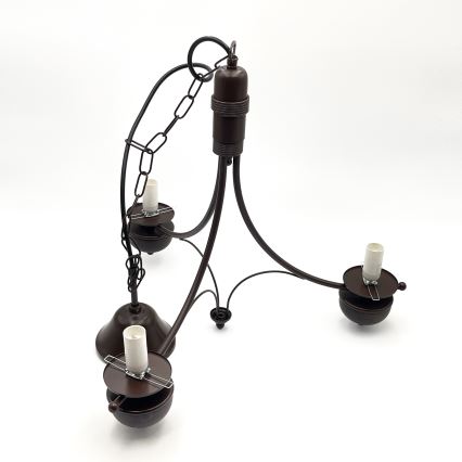 Brilagi - LED-riippuvalaisin ketjulla COTTAGE 3xE14/40W/230V pyökki/ruskea/valkoinen