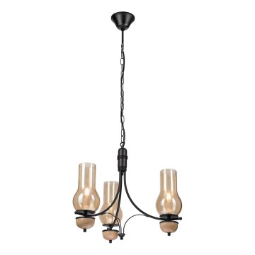 Brilagi - LED-riippuvalaisin ketjulla COTTAGE 3xE14/40W/230V tammi/musta/savunvaalea beige