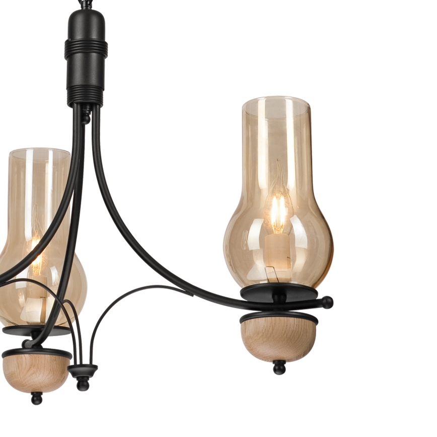 Brilagi - LED-riippuvalaisin ketjulla COTTAGE 3xE14/40W/230V tammi/musta/savunvaalea beige