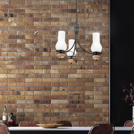 Brilagi - LED-riippuvalaisin ketjulla COTTAGE 3xE14/40W/230V tammi/musta/valkoinen