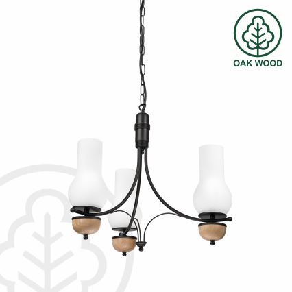Brilagi - LED-riippuvalaisin ketjulla COTTAGE 3xE14/40W/230V tammi/musta/valkoinen