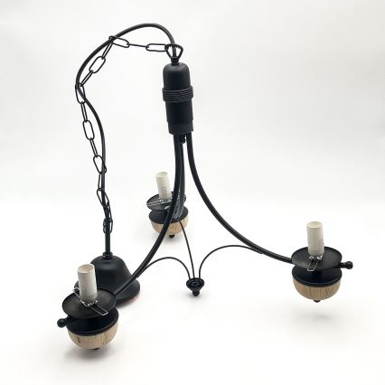 Brilagi - LED-riippuvalaisin ketjulla COTTAGE 3xE14/40W/230V tammi/musta/valkoinen