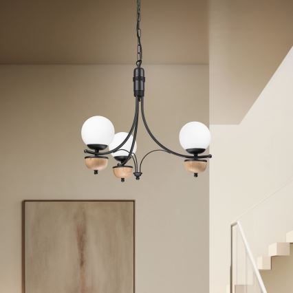 Brilagi - LED-riippuvalaisin ketjulla COTTAGE 3xG9/40W/230V tammi/valkoinen