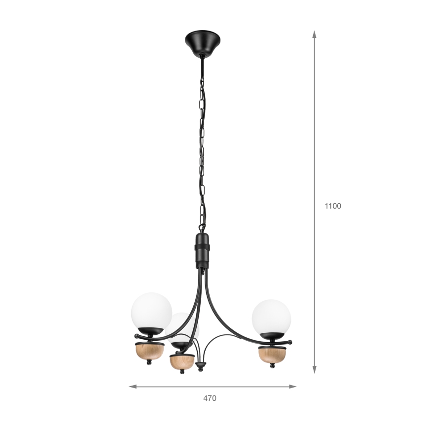 Brilagi - LED-riippuvalaisin ketjulla COTTAGE 3xG9/40W/230V tammi/valkoinen