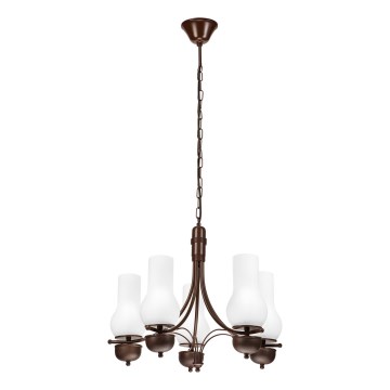 Brilagi - LED-riippuvalaisin ketjulla COTTAGE 5xE14/40W/230V tammi/valkoinen