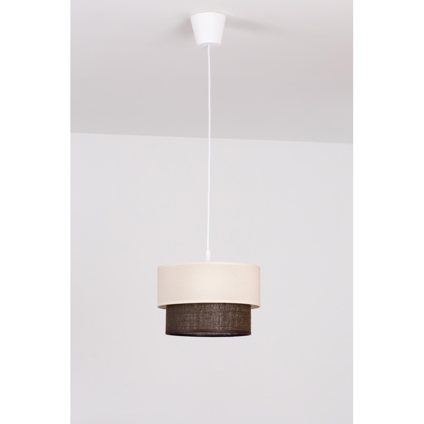 Brilagi - LED-riippuvalaisin langalla BOHO STYLE 1xE27/15W/230V halkaisija 25 cm kerma/ruskea