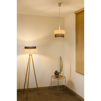 Brilagi - LED-riippuvalaisin langalla BOHO STYLE 1xE27/15W/230V halkaisija 25 cm kerma/ruskea