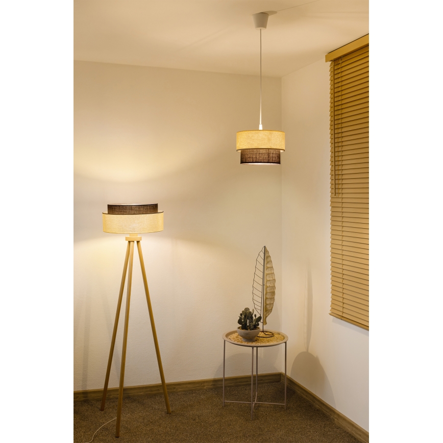Brilagi - LED-riippuvalaisin langalla BOHO STYLE 1xE27/15W/230V halkaisija 25 cm kerma/ruskea