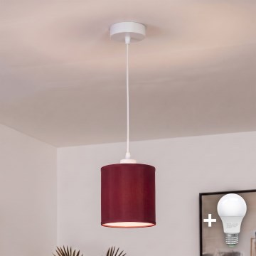 BRILAGI -LED-riippuvalaisin langalla NUBILA 1xE27/60W/230V Ø14 cm valkoinen/pompejinpunainen