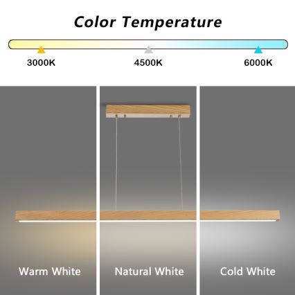 Brilagi - LED-riippuvalaisin langalla OAK LED/30W/230V 3000/4500/6000K tammi