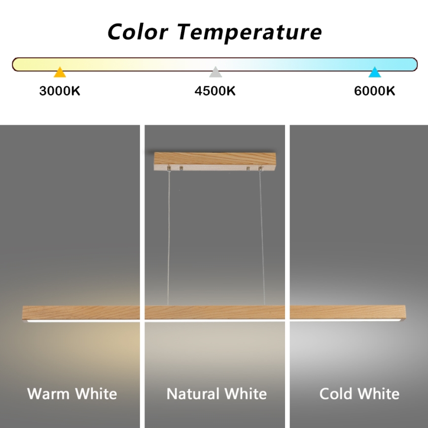 Brilagi - LED-riippuvalaisin langalla OAK LED/30W/230V 3000/4500/6000K tammi