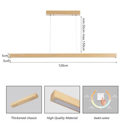 Brilagi - LED-riippuvalaisin langalla OAK LED/30W/230V 3000/4500/6000K tammi