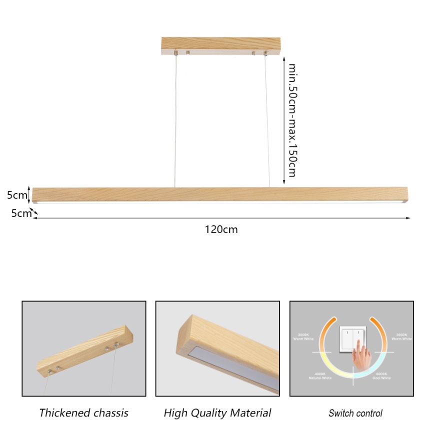 Brilagi - LED-riippuvalaisin langalla OAK LED/30W/230V 3000/4500/6000K tammi