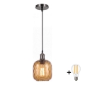 BRILAGI - LED-riippuvalaisin langalla RETRO GLASS 1xE27/60W/230V halkaisija 14 cm musta/savunruskea