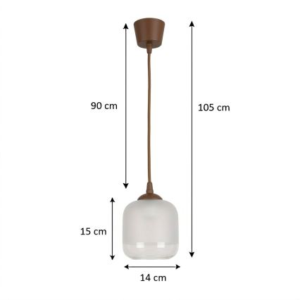 BRILAGI - LED-riippuvalaisin langalla RETRO GLASS 1xE27/60W/230V halkaisija 14 cm ruskea/valkoinen