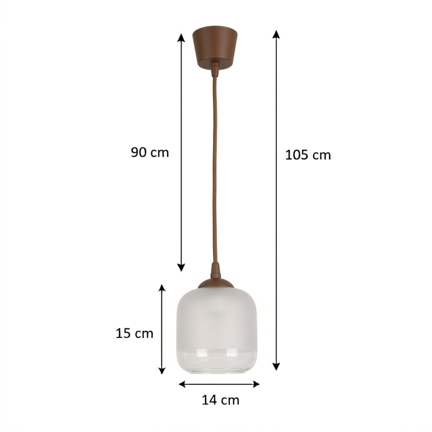 BRILAGI - LED-riippuvalaisin langalla RETRO GLASS 1xE27/60W/230V halkaisija 14 cm ruskea/valkoinen