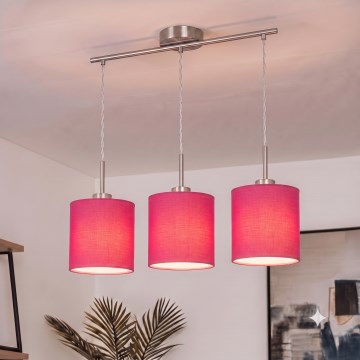 Brilagi - LED-riippuvalaisin NUBILA 3xE27/60W/230V vaaleanpunainen