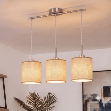 Brilagi - LED-riippuvalaisin NUBILA 3xE27/60W/230V vaaleanruskea