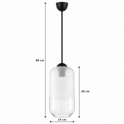 BRILAGI - LED-riippuvalaisin RETRO GLASS, johdon varassa, 1xE27/60W/230V, halkaisija 14 cm, musta/valkoinen