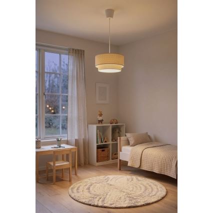 Brilagi - LED-riippuvalaisin johdolla BOHO BOBO 1xE27/60W/230V, halkaisija 40 cm, pilkullinen, beige/kerma