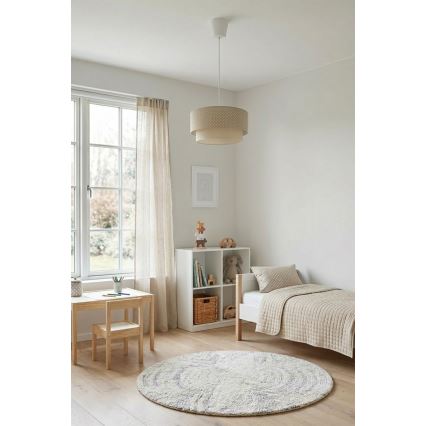 Brilagi - LED-riippuvalaisin johdolla BOHO BOBO 1xE27/60W/230V, halkaisija 40 cm, pilkullinen, beige/kerma