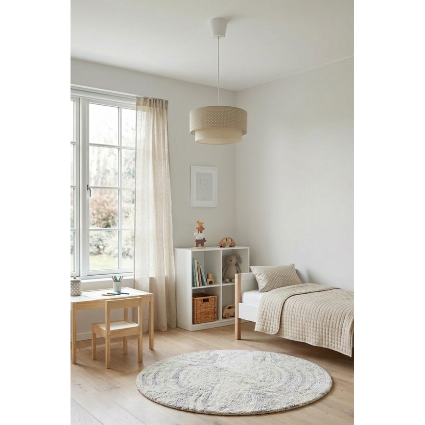 Brilagi - LED-riippuvalaisin johdolla BOHO BOBO 1xE27/60W/230V, halkaisija 40 cm, pilkullinen, beige/kerma