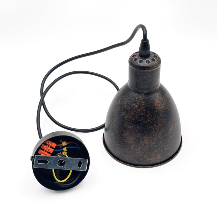 Brilagi - LED-riippuvalaisin ripustuskaapelilla RIDDY 1xE27/60W/230V kupari/patiina