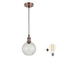 BRILAGI - LED-riippuvalaisin ripustusvaijerilla RETRO GLASS 1xE27/60W/230V halkaisija 18 cm kupari/kirkas