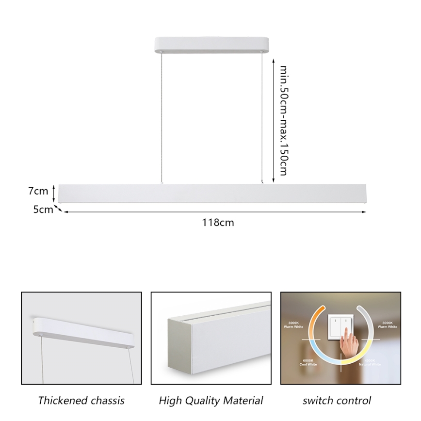 Brilagi - LED-riippuvalaisin köydellä SLEEKLINE LED/40W/230V 3000/4500/6000K valkoinen