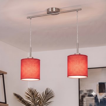 Brilagi - LED-riippuvalaisin teräslangalla NUBILA 2xE27/60W/230V punainen