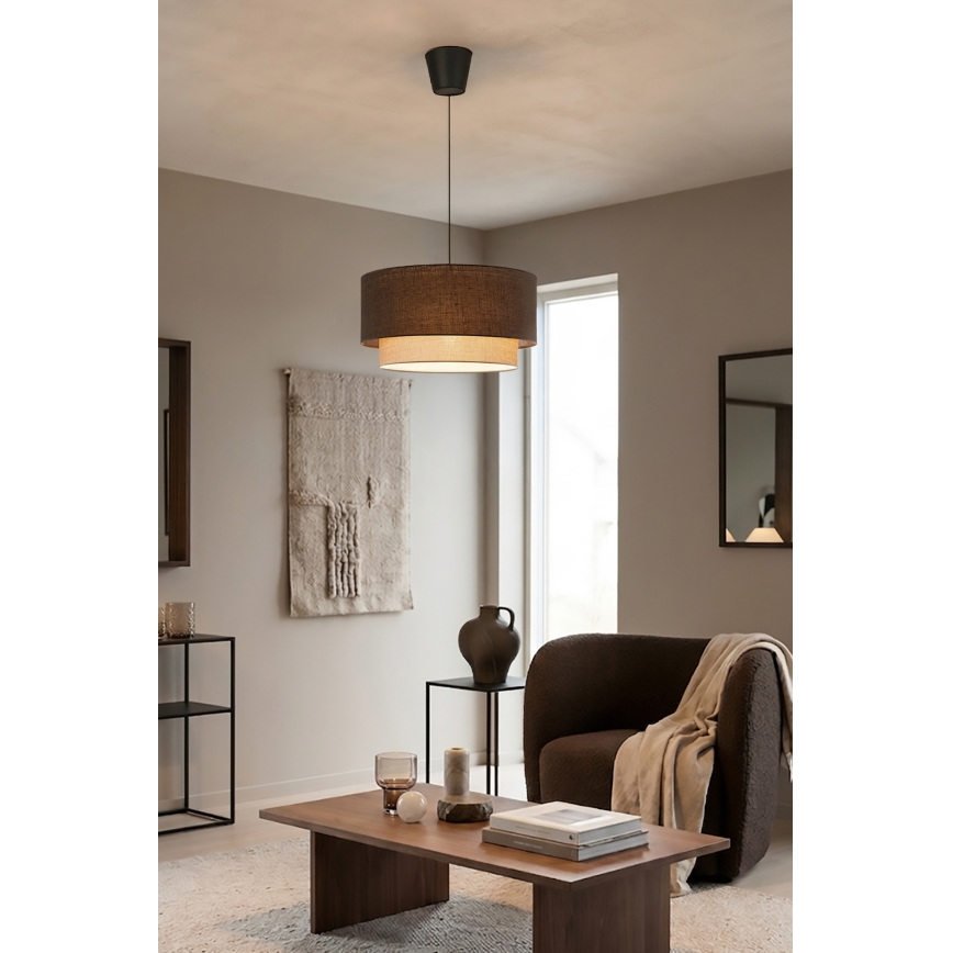 Brilagi - LED-riippuvalaisin vaijerilla BOHO ECO 1xE27/10W/230V halkaisija 40 cm ruskea/kerma