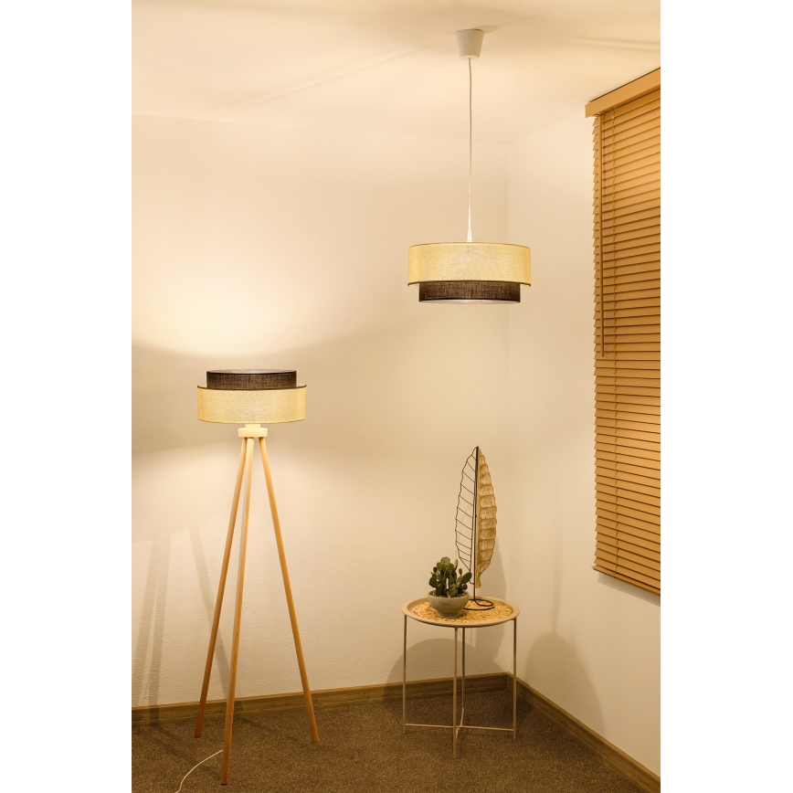 Brilagi - LED-riippuvalaisin vaijerilla BOHO STYLE 1xE27/15W/230V Ø 40 cm kerma/ruskea