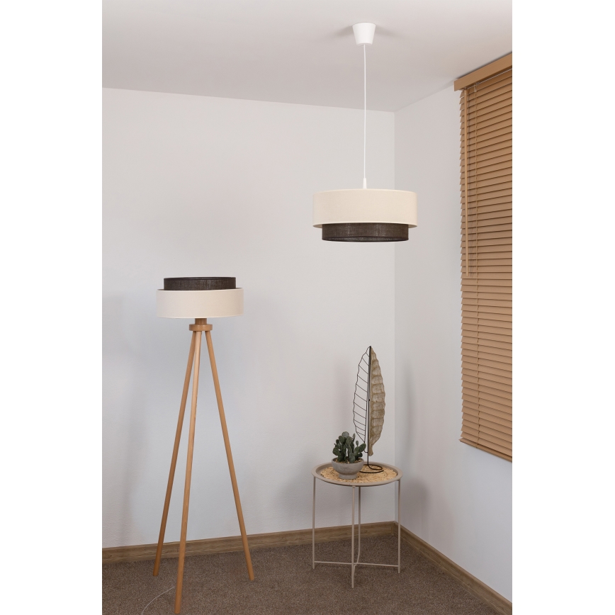 Brilagi - LED-riippuvalaisin vaijerilla BOHO STYLE 1xE27/15W/230V Ø 40 cm kerma/ruskea