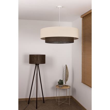 Brilagi - LED-riippuvalaisin vaijerilla BOHO-tyyli 3 x E27 / 15 W / 230 V halkaisija 80 cm kermanvärinen/ruskea