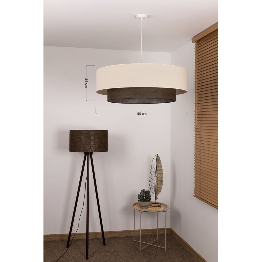 Brilagi - LED-riippuvalaisin vaijerilla BOHO-tyyli 3 x E27 / 15 W / 230 V halkaisija 80 cm kermanvärinen/ruskea