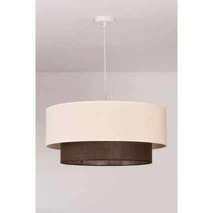Brilagi - LED-riippuvalaisin vaijerilla BOHO-tyyli 3xE27/15W/230V Ø 60 cm kerma/ruskea