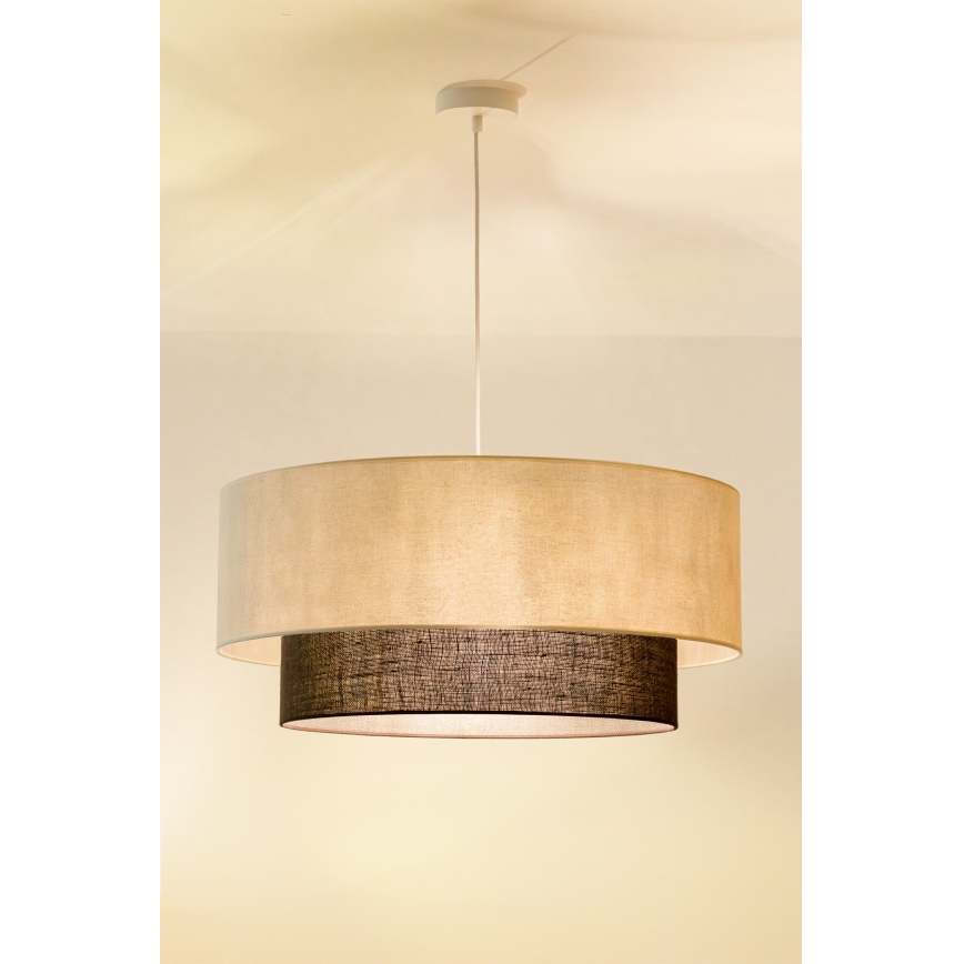 Brilagi - LED-riippuvalaisin vaijerilla BOHO-tyyli 3xE27/15W/230V Ø 60 cm kerma/ruskea