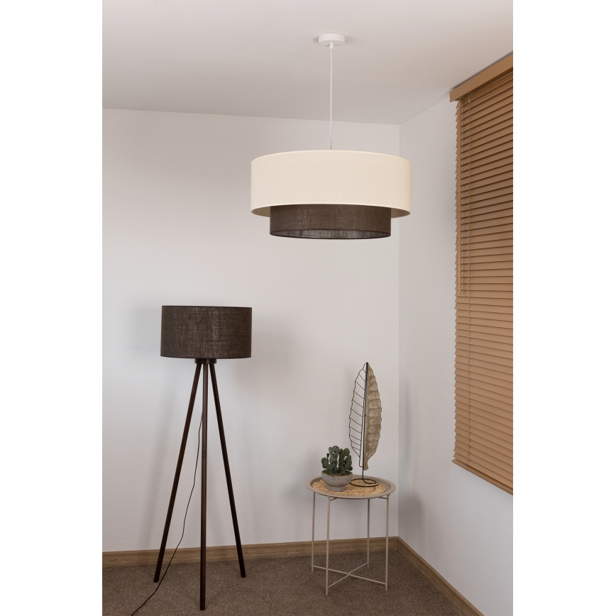 Brilagi - LED-riippuvalaisin vaijerilla BOHO-tyyli 3xE27/15W/230V Ø 60 cm kerma/ruskea