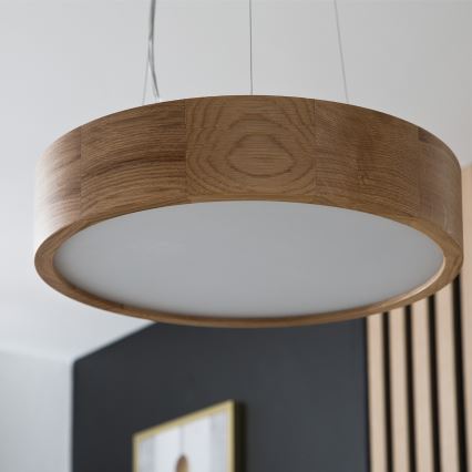 Brilagi - LED-riippuvalaisin vaijerilla CARVALHO 2xE27/15W/230V tammi Ø 37 cm