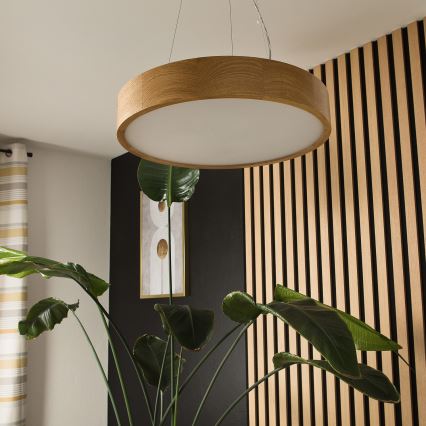 Brilagi - LED-riippuvalaisin vaijerilla CARVALHO 3xE27/60W/230V, tammi, halkaisija 47,5 cm