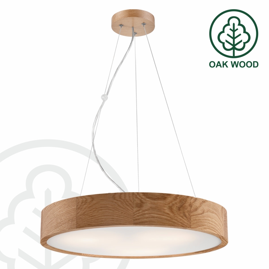Brilagi - LED-riippuvalaisin vaijerilla CARVALHO 3xE27/60W/230V, tammi, halkaisija 47,5 cm