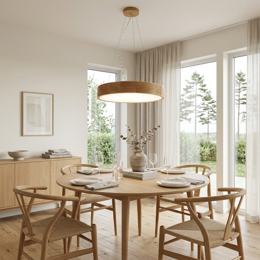 Brilagi - LED-riippuvalaisin vaijerilla CARVALHO MODERN 3xE27/60W/230V tammi, halkaisija 47,5 cm