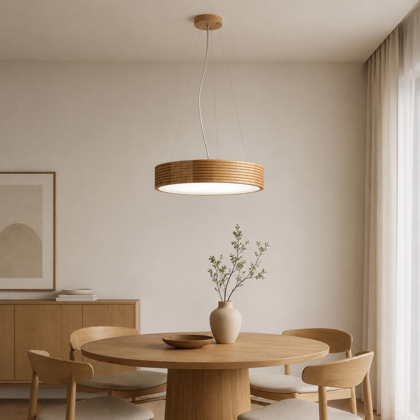 Brilagi - LED-riippuvalaisin vaijerilla CARVALHO MODERN 3xE27/60W/230V tammi, halkaisija 47,5 cm