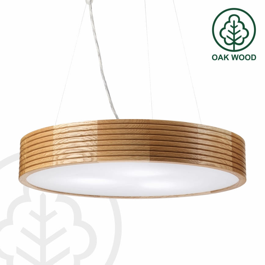 Brilagi - LED-riippuvalaisin vaijerilla CARVALHO MODERN 3xE27/60W/230V tammi, halkaisija 47,5 cm
