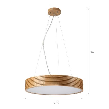 Brilagi - LED-riippuvalaisin vaijerilla CARVALHO MODERN 3xE27/60W/230V tammi, halkaisija 47,5 cm