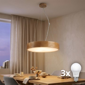 BRILAGI - LED-riippuvalaisin vaijerilla CARVALHO MODERN 3xE27/60W/230V tammi Ø 47,5 cm
