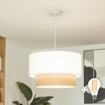 Brilagi - LED-riippuvalaisin vaijerilla CERIA 1xE27/40W/230V halkaisija 50 cm valkoinen/beige